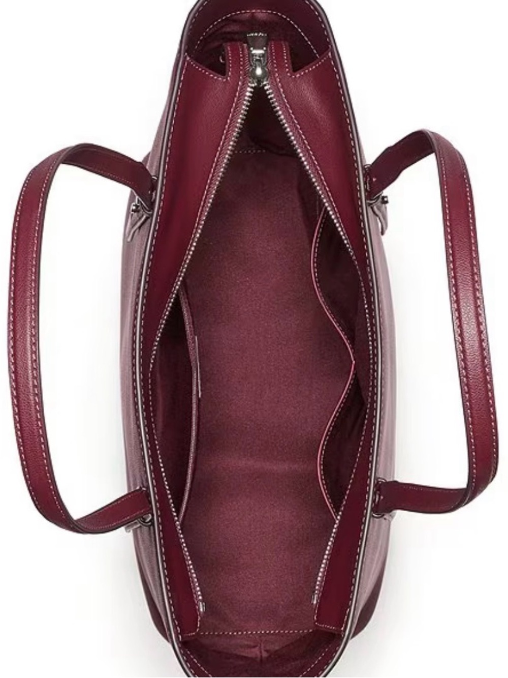 kate spade Burgundy Leather Tote with Top Zip